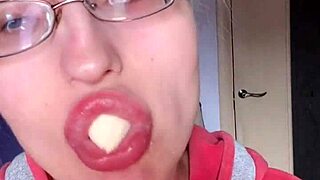 ASMR Pink Lipstick Banana Eat Eyeglasses Fetish