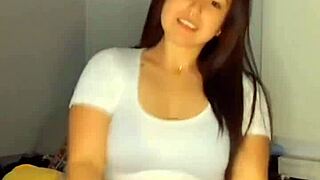 Crossdresser dances showing see-through banana panties