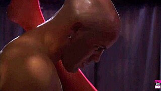 bald guy roughly screws small titted brunette in retro stockings heels