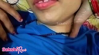 step sister unwraps tshirt gift then gets sexy chudai fucked bent over on birthday bed.