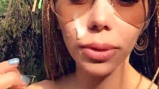 damn this petite babe's wild forest fuck with huge cock facial was insane