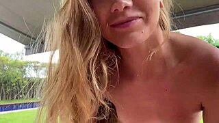 we're so horny fucking hard by the pool his huge cock stretches me wide