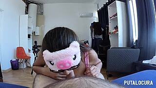 chilena camila bow cosplay pig rides torbe's cock and swallows cum