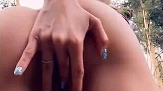 damn this petite babe's wild forest fuck with huge cock facial was insane