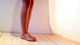 Young Chinese Beauty Legs In White Pantyhose Wow!