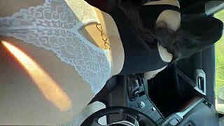 Girlfriend bent over car hood doggystyle fucked gaping outdoors till orgasm in woods