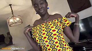 Naughty big tits black babe gets throated rough Upside down in amateur casting 😩🍆