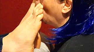 she can't get enough of sucking my toes, wiggling her tongue all over them