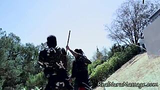 Cute Petite Asian Babe's Slippery Nuru Handjob Massage!