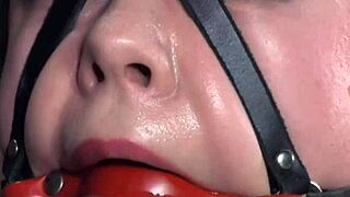 restrained sub screams as master spanks with cat o' nine tails!