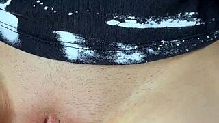 skinny girl rides small cock cowgirl close up then surprise creampie inside her tight pussy