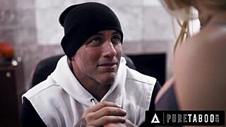 Sarah Vandella Rides and Titty Fucks Star Player in Office Taboo