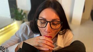 Big Titted Secretary Milf Earns Job with Bed Blowjobs and Creampies