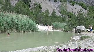 Teen lesbo boldly fingers wet vag