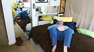 Explore same size vore fantasy in retro blue films style