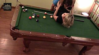 i'm this hot milf wife gettin handled hard on the pool table with my huge tits bouncin wild