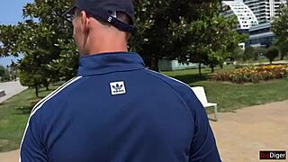 Cuckold watches wife filled with cum in outdoor romp