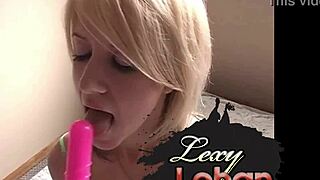 lexy lohan rams dildo deep in pussy while natural tits bounce wildly