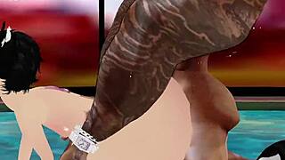 imvu prostitute takes huge monster cock deep in her big ass