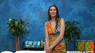 Oiled teen masseuse sucks cock then gets fucked hard by client