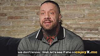 inked brunette rims ass, rides cowgirl, then takes hardcore pussy pounding