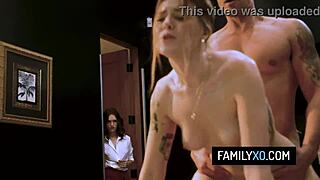 stepbrother rams both stepsisters' shaved pussies hardcore