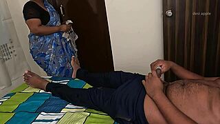 Tamil Maid Secretly Jerks Owner's Cock in Hotel Room