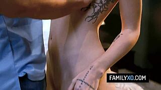 stepbrother rams both stepsisters' shaved pussies hardcore