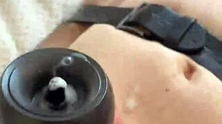 teasing cock extraction demo with vacuglide autoblow machine