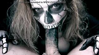 Skeleton Girl Deep Sucks Monster Cock In Hardcore Halloween Horror Parody