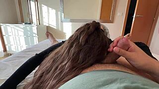 Ripped pants expose hairy pussy massage