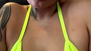 Tanned Gym Thong Slut Gets Dripping Wet Publicly