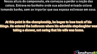 husband fucks stepdaughter in shower while wife spies secretly