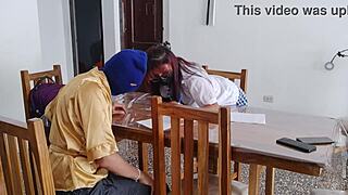 i got to my stepbrothers in my uniform and begged him to fuck my big natural tits