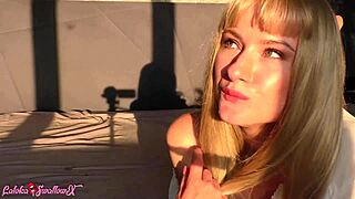 this uninhibited blonde minx with small waist sucks teachers monster cock deep then gulps his cum after handjob and ball lick