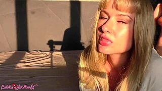 this uninhibited blonde minx with small waist sucks teachers monster cock deep then gulps his cum after handjob and ball lick