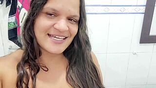 Paty in bikini films amateur big ass pussy masturbation reality for friend Matheus.