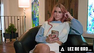 LEZ BE BAD! little dragon fucks roommate's hookup in her bed with dildo