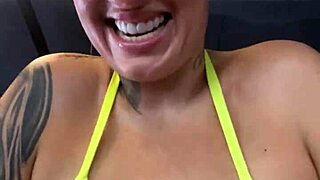 Tanned Gym Thong Slut Gets Dripping Wet Publicly