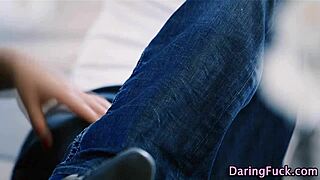 classy euro babe kneels for hardcore facial cumshot in heels