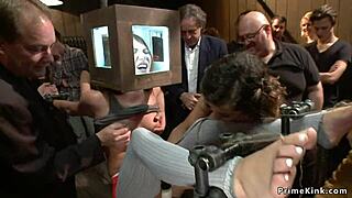 redhead and blonde subs bound tight get publicly dominated banged hard outdoor by lezdom masters