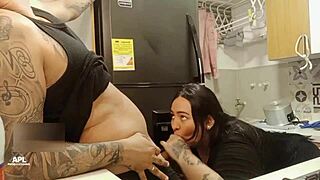 amateur latina bbw wife gets bent over fucked rough doggystyle by stepbro in kitchen part 1