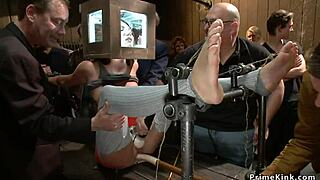 redhead and blonde subs bound tight get publicly dominated banged hard outdoor by lezdom masters