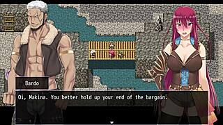 fallen makina kneels bound begging bandit leader with throat pussy submission ending in huge facial explosion