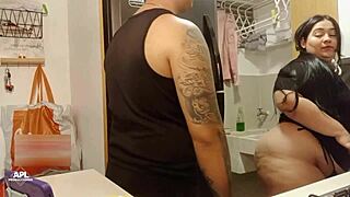 amateur latina bbw wife gets bent over fucked rough doggystyle by stepbro in kitchen part 1