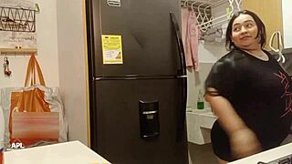amateur latina bbw wife gets bent over fucked rough doggystyle by stepbro in kitchen part 1