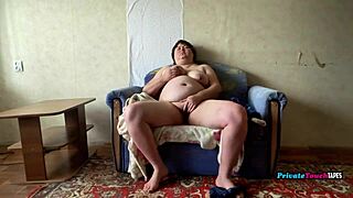 Russian Chubby Mature Wife Fingers Wet Pussy On Cam