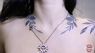 skinny lactating teen gives deepthroat blowjob and titjob, milking cum straight into her mouth.