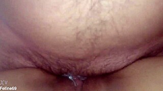 oh man this creamy mulata wife shakes her big ass on that monster cock before squirting hard in 69 creampie interracial bliss