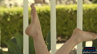 suggestive blonde milf model peels off clothes flashing perky shaved pussy